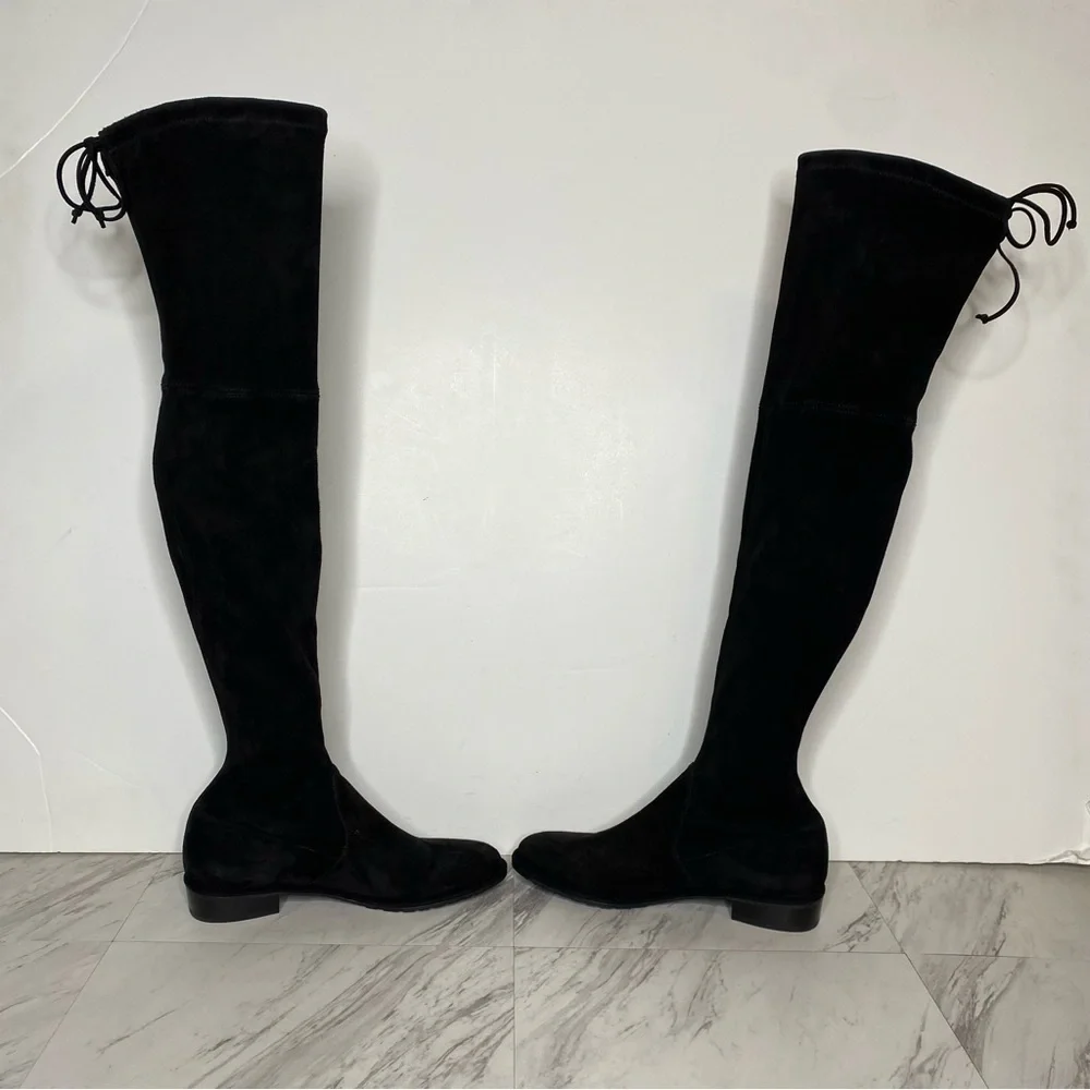 Stuart Weitzman Lowland Black Suede Over the Knee Boot 7M